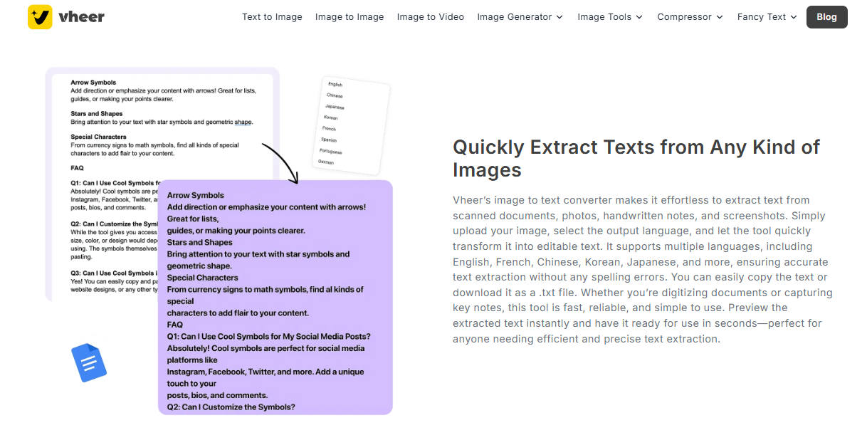 Extract Text from Images Instantly – Vheer's Image to Text Converter