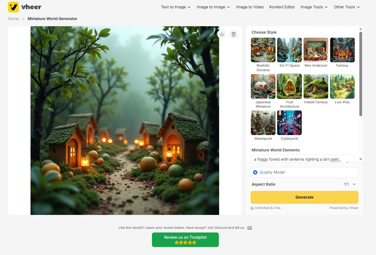 Create Tiny Worlds with Big Imagination with Vheer's Miniature World Generator
