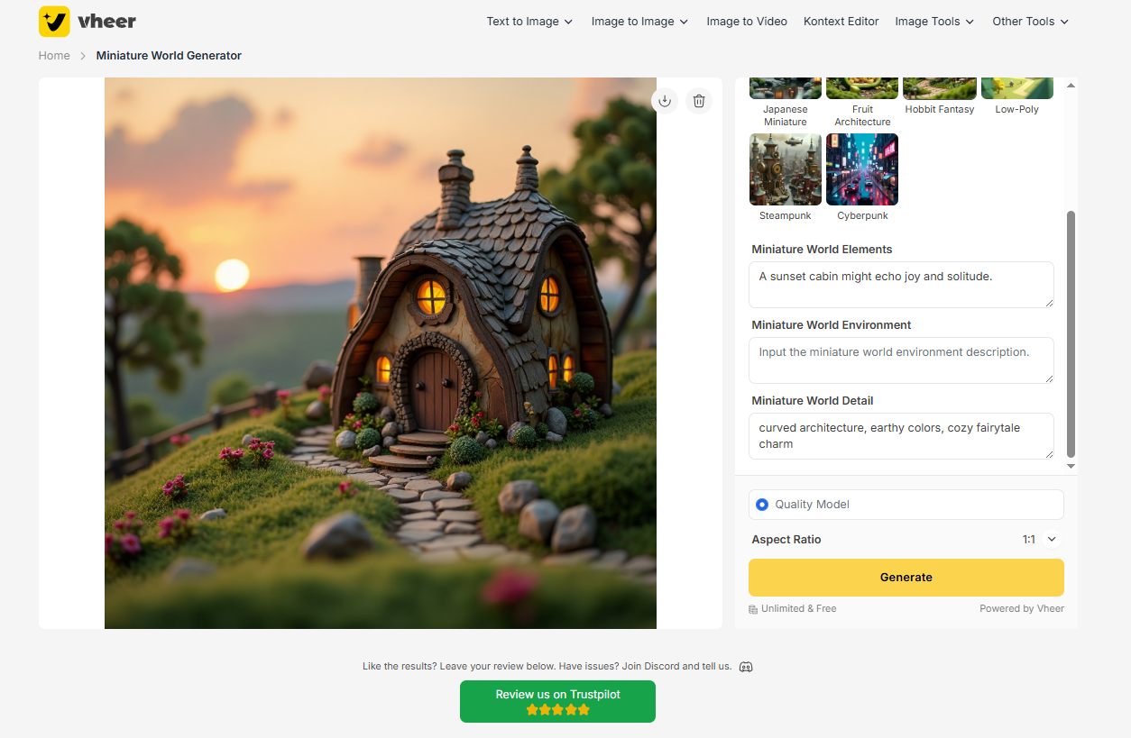Create Tiny Worlds with Big Imagination with Vheer's Miniature World Generator